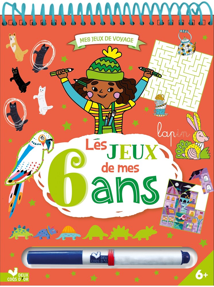 Les jeux de mes 6 ans - bloc avec feutre effaçable