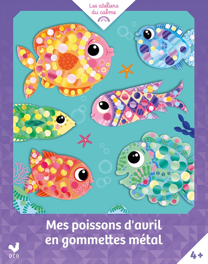 Mes poissons d'avril en gommettes métal - pochette avec accessoires