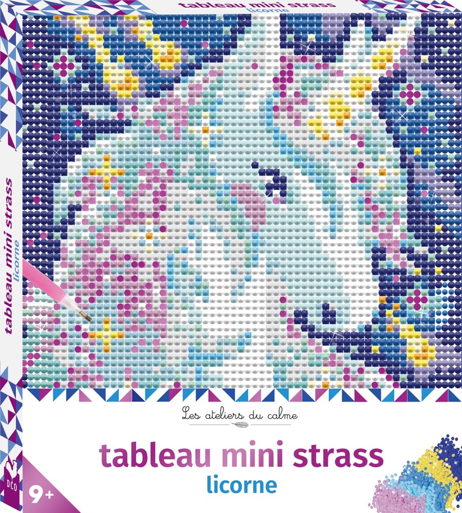 Tableau mini strass licorne - boîte avec accessoires