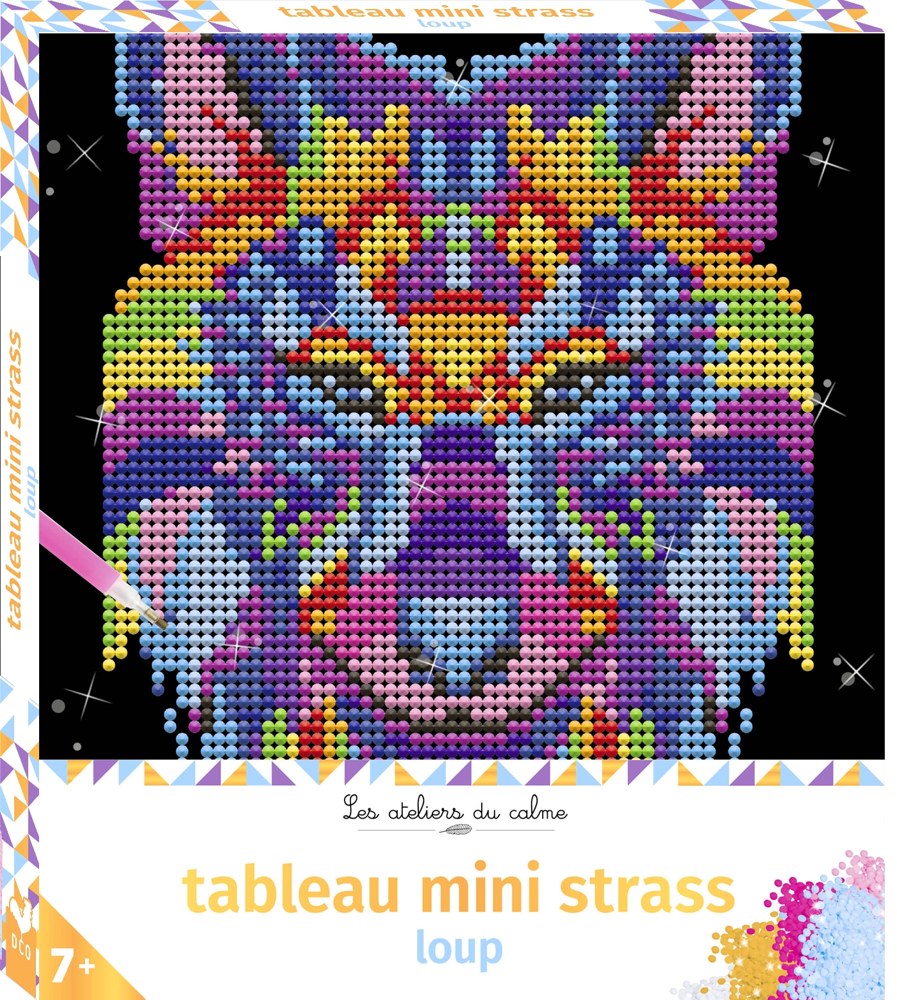 Tableau mini strass loup - boîte avec accessoires