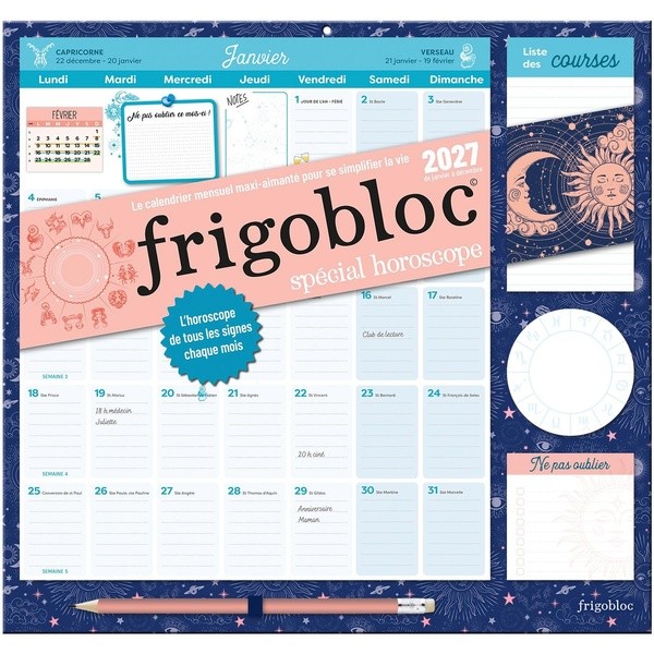 [7948603] Frigobloc Mensuel 2027 Spécial Horoscope - Calendrier organiseur familial (de janv. à déc. 2027)