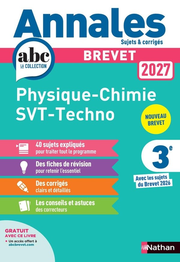 [1077161] Annales Brevet Physique Chimie - SVT - Techno 2027 - Corrigé