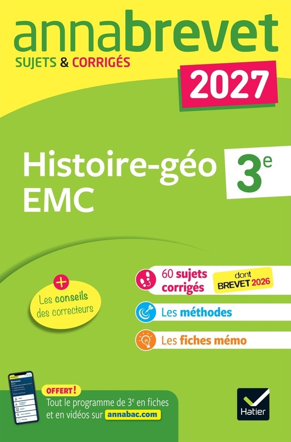 [4757042] Annales du brevet 2027 - Annabrevet Histoire-géographie EMC 3e