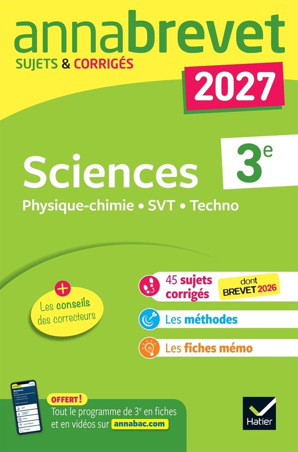 [4756919] Annales du brevet 2027 - Annabrevet Sciences (Physique-chimie, SVT, Technologie) 3e