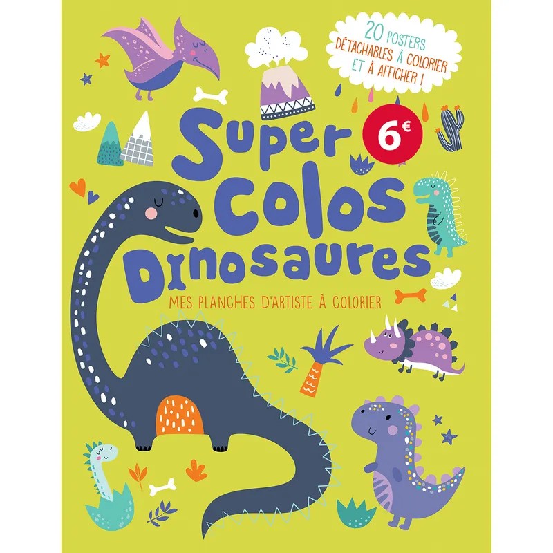 Mes planches d'artiste à colorier - Super colos dinosaures