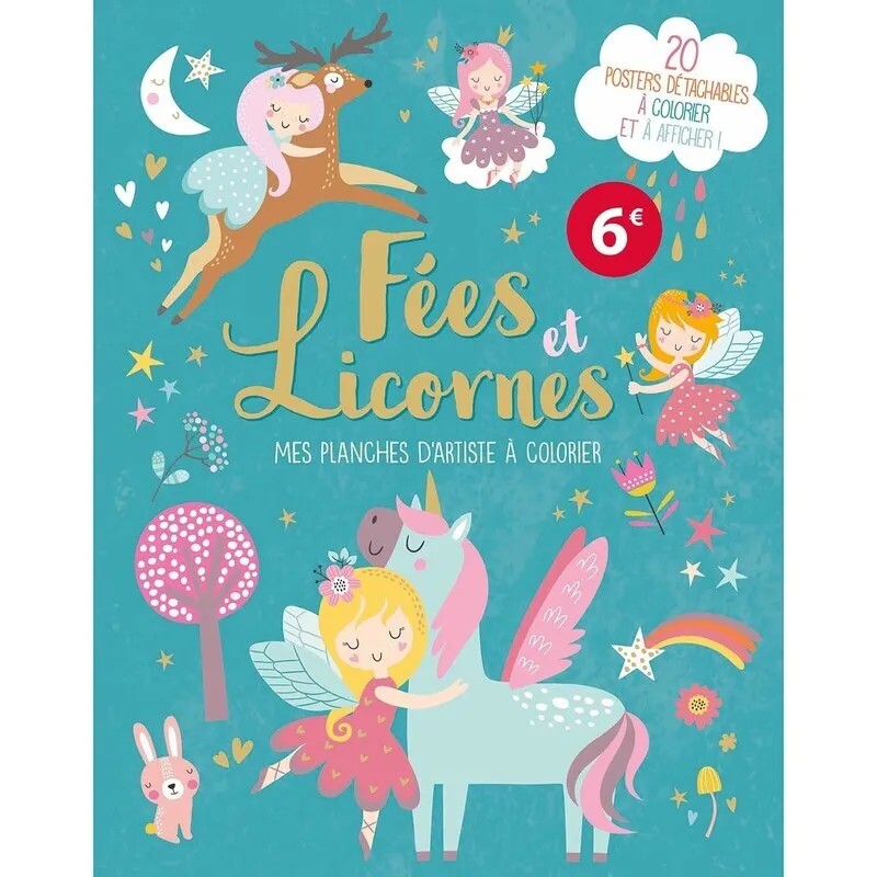 Mes planches d'artiste à colorier - Fées et licornes