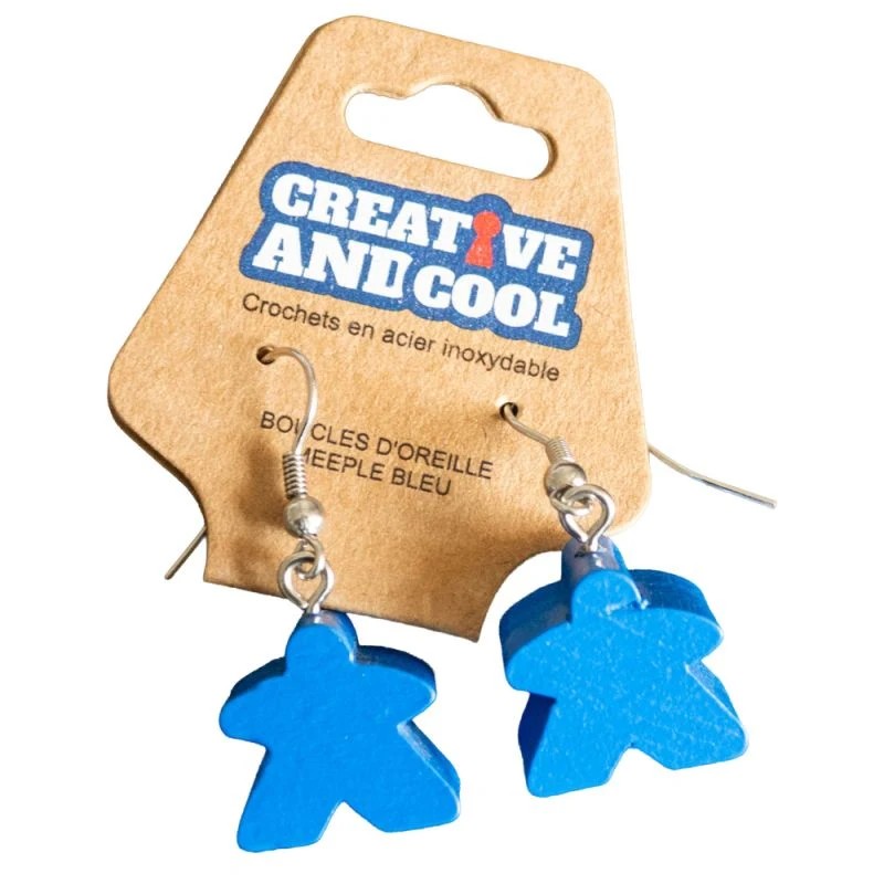 Boucles d'oreille Meeple bleu (8PCS)