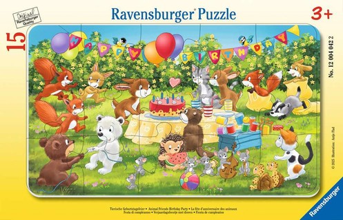 [12004042] Puzzle cadre 15 p - La fête d'anniversaire des animaux