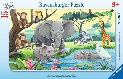 [00006136] Puzzle cadre 15 p - Animaux d'Afrique