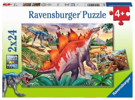 [00005179] Puzzles 2x24 p - Mammouths et dinosaures