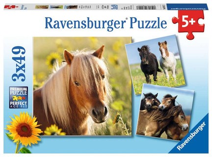 [00008011] Puzzles 3x49 p - Adorables poneys
