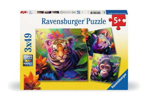 [00005735] Puzzles 3x49 p - Les bébés de la jungle