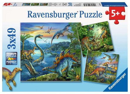 [00009317] Puzzles 3x49 p - La fascination des dinosaures
