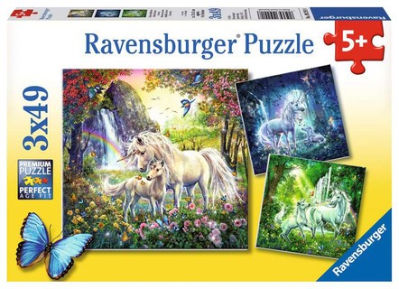 [00009291] Puzzles 3x49 p – Belles licornes