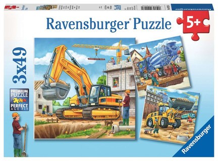 [00009226] Puzzles 3x49 p - Grands véhicules de construction