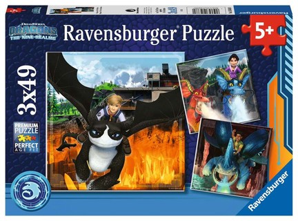 [00005688] Puzzles 3x49 p - Dragons : les neuf royaumes