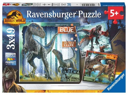 [00005656] Puzzles 3x49 p - T-rex et autres dinosaures / Jurassic World 3