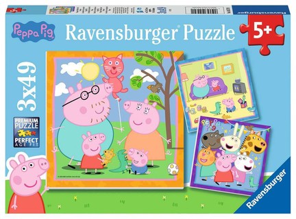 [00005579] Puzzles 3x49 p - La famille et les amis de Peppa Pig