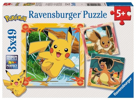 [12004062] Puzzles 3x49 p - Pikachu, Dracaufeu et Evoli