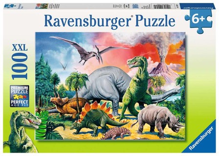 [00010957] Puzzle 100 p XXL - Au milieu des dinosaures