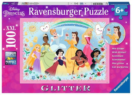 [00013326] Puzzle 100 p XXL - Fortes, belles et courageuses / Disney Princesses (Collection Paillettes)