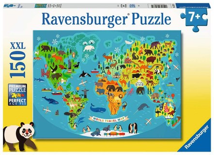 [00013287] Puzzle 150 p XXL - La carte du monde des animaux