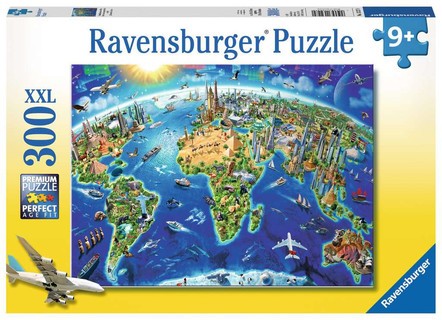 [00013227] Puzzle 300 p XXL - Carte des monuments du monde