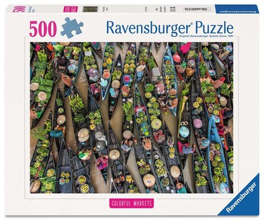 [12001813] Puzzle 500 p - Marché flottant, Indonésie (Puzzle Highlights, Marchés colorés)