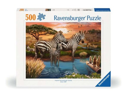[12000365] Puzzle 500 p - Zèbres au plan d'eau