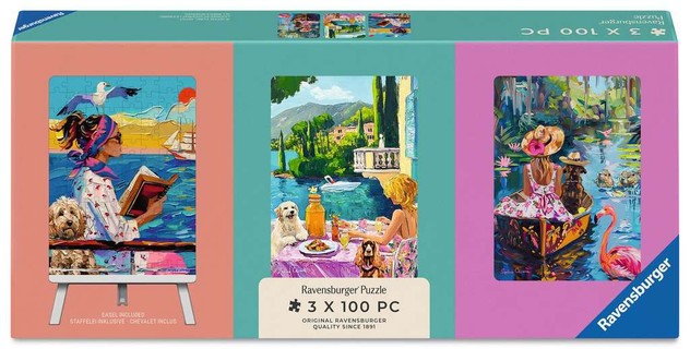 [12002049] Coffret 3 mini puzzles + chevalet - Voyage du chien