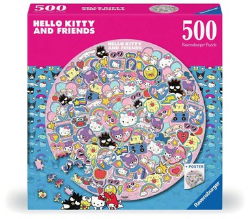 [12001391] Puzzle rond 500 p - Un tourbillon de douceur / Hello Kitty
