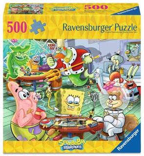 [12001831] Puzzle carré 500 p - Soirée jeux au Crabe Croustillant / Bob l'éponge
