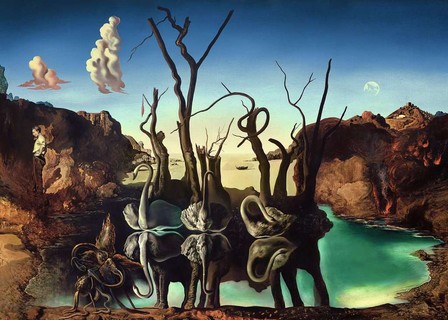 [12000193] Puzzle 1000 p Art collection - Cygnes se reflétant en éléphants / Salvador Dali