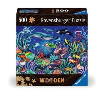 [00017515] Puzzle en bois - Rectangulaire - 500 p - Monde marin coloré