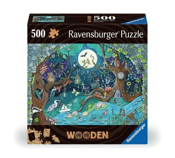 [00017516] Puzzle en bois - Rectangulaire - 500 p - Forêt fantastique