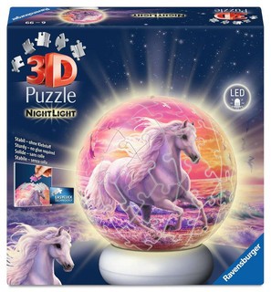 Puzzle 3D Ball 72 p illuminé - Chevaux à la plage