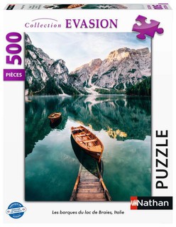 [12000957] Nathan puzzle 500 p - Les barques du lac de Braies, Italie