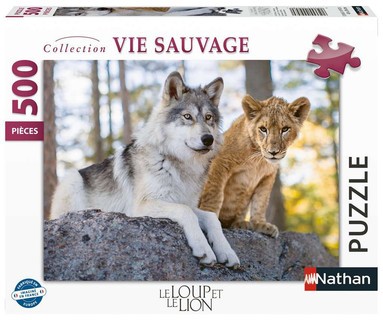 [12000958] Nathan puzzle 500 p - Le loup et le lion