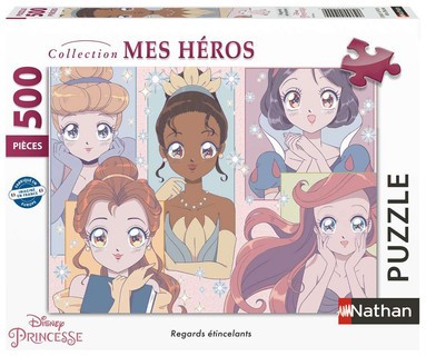 [12001099] Nathan puzzle 500 p - Regards étincelants / Disney Princesses