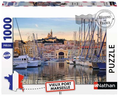 [12002010] Nathan puzzle 1000 p - Promenade dans le vieux port, Marseille (Collection Régions de France)