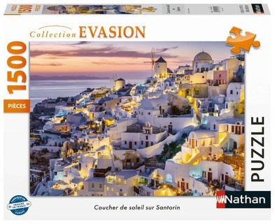 [12001532] Nathan puzzle 1500 p - Coucher de soleil sur Santorin