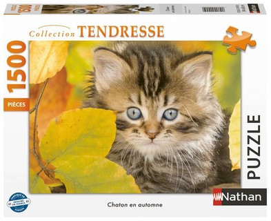 [12000945] Nathan puzzle 1500 p - Chaton en automne