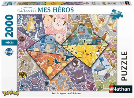 [00087314] Nathan puzzle 2000 p - Les 16 types de Pokémon