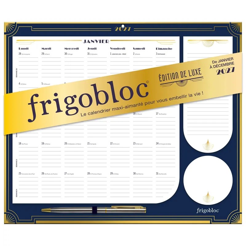 [5304676] Frigobloc Mensuel 2027 édition de luxe bleu - Calendrier organiseur familial (de janv. à déc. 2027)