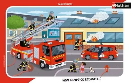 [861385] Nathan - Puzzle enfants - Cadre 15 pièces - Les pompiers - Fille ou garçon dès 3 ans - Puzzle de qualité supérieure - Carton épais et résistant - Quotidien et Travail