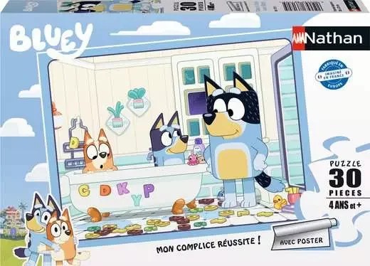 [861705] Nathan - Puzzle enfants - 30 pièces - Dans le bain avec Bluey - Fille ou garçon dès 4 ans - Puzzle de qualité supérieure - Carton épais et résistant - Quotidien & Famille