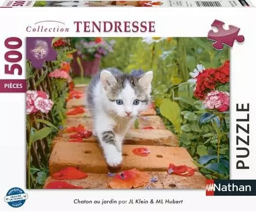 [009689] Nathan - Puzzle 500 pièces - Chaton au jardin - Adultes et enfants dès 12 ans - Puzzle de qualité supérieure - Encastrement parfait - Collection Tendresse