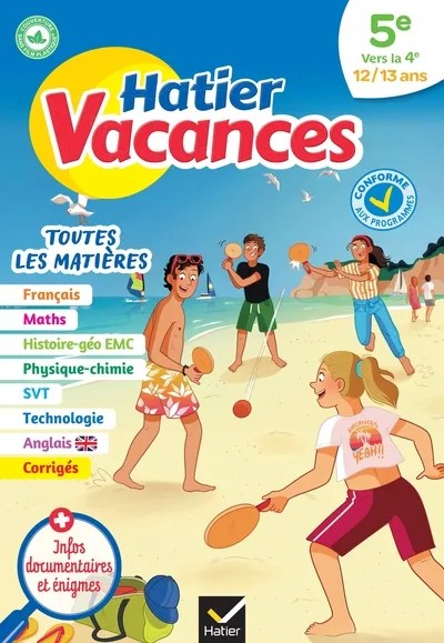 [8266113] Cahier de vacances 2026 - Hatier vacances - Toutes les matières de la 5e vers la 4e