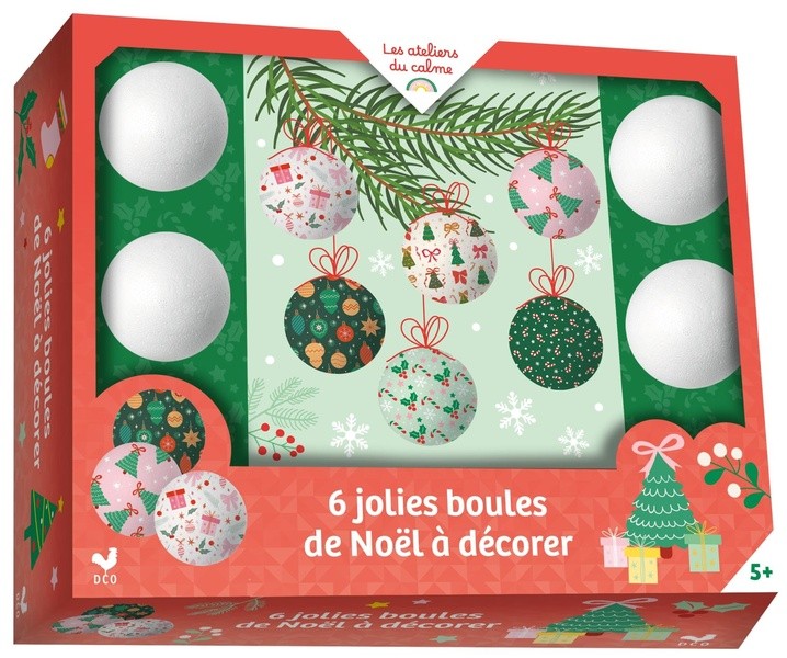 6 BOULES DE NOEL A DECORER - COFFRET AVEC ACCESSOIRES