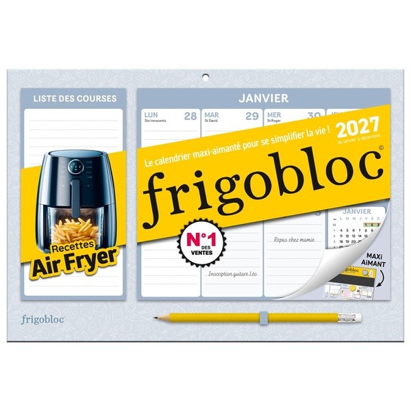 MINI FRIGOBLOC HEBDOMADAIRE AIR FRYER 2027 - CALENDRIER ORGANISEUR FAMILIAL (DE JANV A DEC 2027)